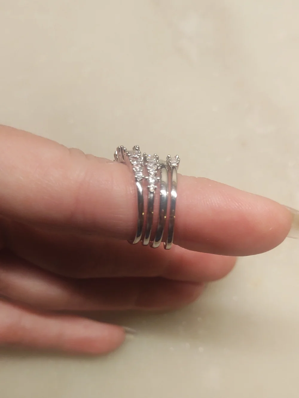 BOGO! NEW! Set Of 4 CZ Stackable Silver Rings Size 6
